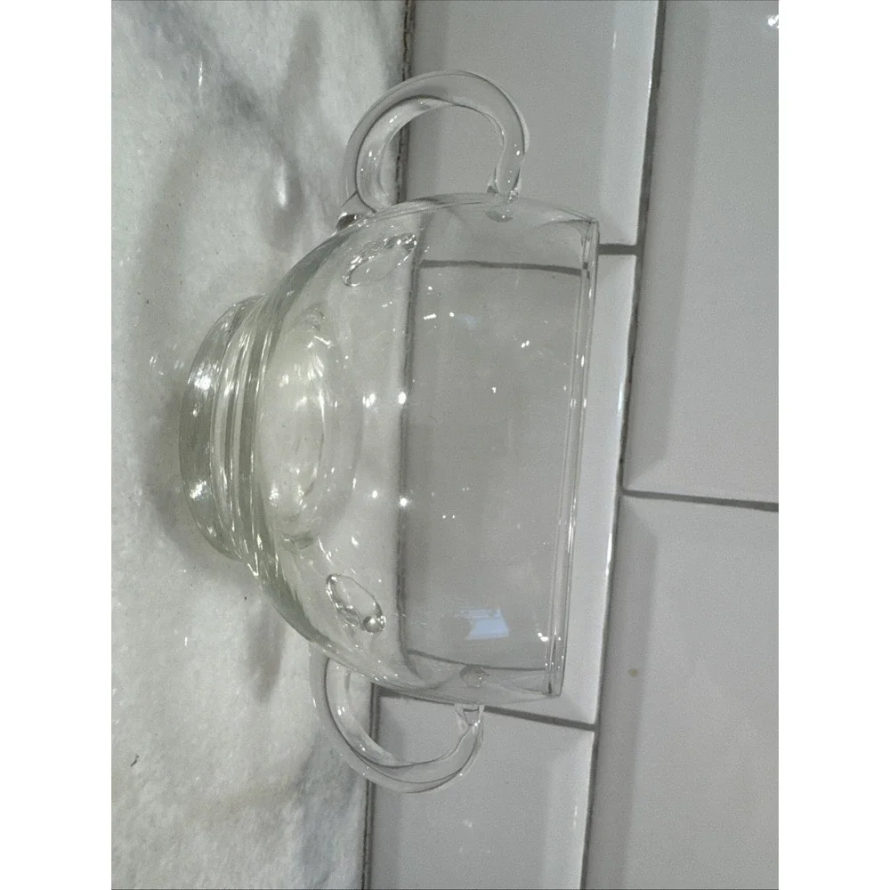 Vintage Hand Blown‎ Clear Glass Cream And Sugar Set OLA002